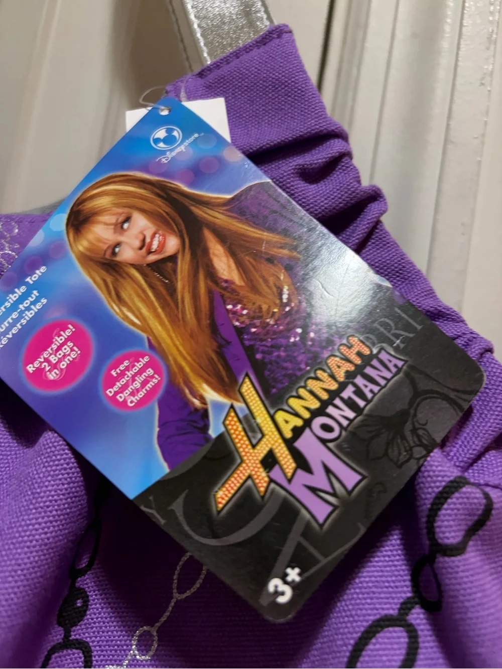 NWT Disney’s Hannah Montana Purple Shoulder Bag with Silver Detachable Charm